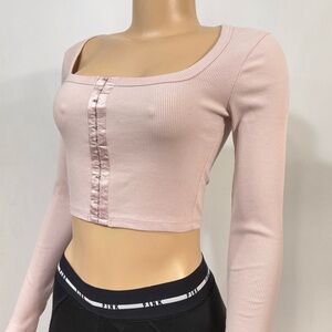 Victoria’s Secret Ribbed Long Sleeve Ribbed Crop Top Small